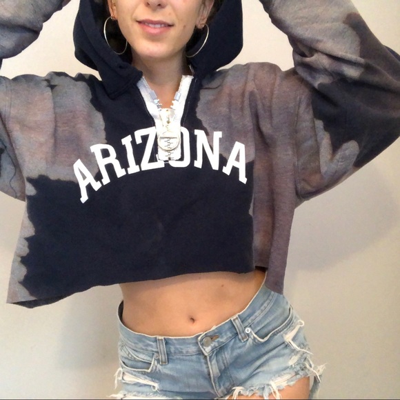Tops - University of Arizona oversize zipper crop hoodie